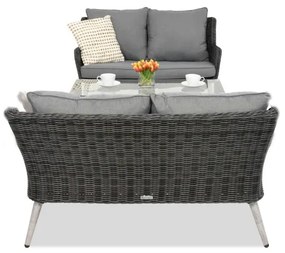 Garden Point antraciet Bilbao Coffee tuinmeubelen met kleine tafel voor 4 personen