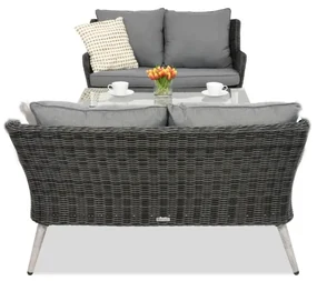 Garden Point antraciet Bilbao Coffee tuinmeubelen met kleine tafel voor 4 personen