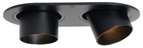 Afgeronde inbouwspot zwart GU10 35mm kantelbaar 2-lichts - Installa Modern GU10 ovaal Binnenverlichting Lamp