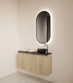 Gliss Design Echo toiletmeubel 100cm evoke eiken met toppaneel zwart mat