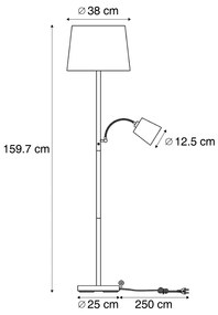 Klassieke vloerlamp zwart met zwarte kap en leeslampje - Retro Klassiek / Antiek E27 Binnenverlichting Lamp