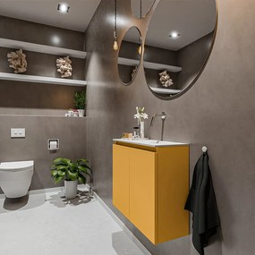 Mondiaz Ture 60cm toiletmeubel ocher met wastafel talc rechts geen kraangat