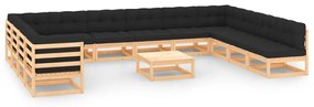vidaXL 13-delige Loungeset met antracietkleurige kussens grenenhout
