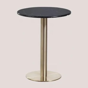 Cosmopolitan Ronde Marmeren Bartafel Zwart Marquina-marmer & Ø60 Cm & Champagne Goud - Sklum