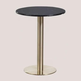 Ronde Bartafel In Marmer Cosmopolitan Zwart & Ø60 Cm & Champagne Goud - Sklum