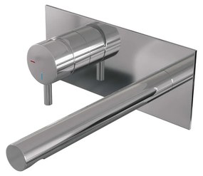Brauer Chrome Edition ColdStart wastafelkraan inbouw rechte uitloop met achterplaat model B2 chroom