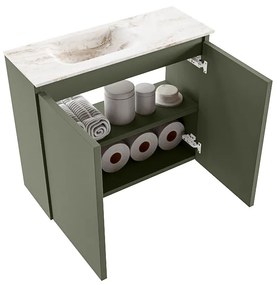 Mondiaz Ture DLux toiletmeubel 60cm army met wastafel frappe links zonder kraangat