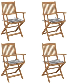 vidaXL Tuinstoelen 4 st inklapbaar met kussens massief acaciahout