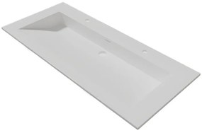 Lambini Designs Flora solid surface wastafel 100cm met 2 kraangaten wit mat