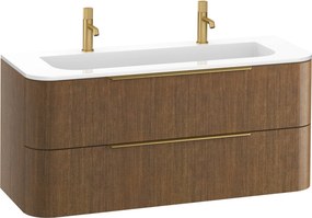 Saqu Olivo badmeubel incl. keramische wastafel 120x45x53,7 fineer terra - messing greep