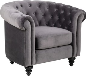 Chesterfield Fauteuil Fluweel Grijs