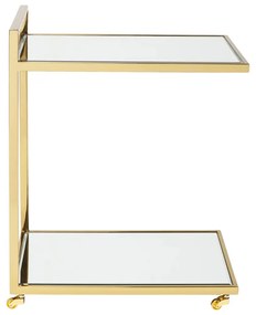 Kare Design Classy Gold Gouden Trolley Met Spiegelglas - 50 X 33cm.