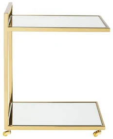 Kare Design Classy Gold Gouden Trolley Met Spiegelglas - 50 X 33cm.