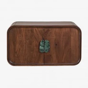 Hangend Badkamermeubelset 95x45 Cm Van Mangohout En Natuurlijke Kivalina-steen Groen Marmer Uit Udaipur - Donker Mangohout & Zonder Wastafel & - Sklum