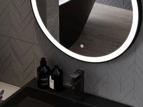 Mexen Esso verlichte, ronde badkamer spiegel 60 cm, LED 6000K, anti-condens, zwarte rand - 9825-060-060-611-70