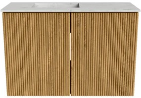Mondiaz Joya DLux 60cm toiletmeubel oak met wastafel faye links zonder kraangat opalo