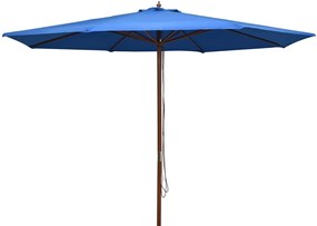 vidaXL Parasol met houten paal 350 cm blauw