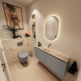 MONDIAZ TURE-DLUX 120cm toiletmeubel Smoke. EDEN wastafel Frappe positie midden. Zonder kraangat. TUREDX120SMOM0FRA