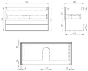 Best Design Rigatti badmeubel 100cm zwart mat met ribbelfront en eiken topblad
