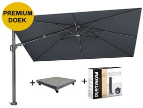 Challenger T2 premium zweefparasol 260x350 cm faded black met parasolvoet 90kg en hoes