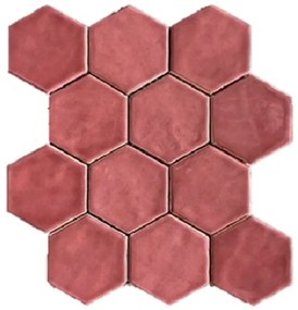 Terre d'Azur Hexagonale Mosaic wandtegel 28x30cm bordeaux rood