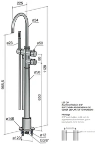 Hotbath Buddy/Laddy Thermostatische Badkraan Vrijstaand Chroom B017