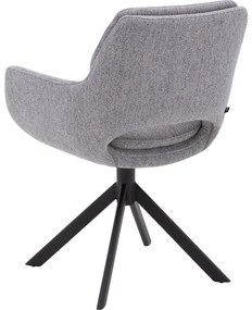 Goossens Eetkamerstoel Daisy grijs stof graden draaibaar met return functie met armleuning, modern design