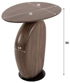 Design Bijzettafel Bruin Hout - 45 X 36cm.