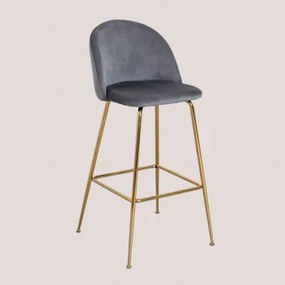 Set Van 2 Hoge Krukken In Fluweel Kana Design Goud & Grijs & ↑75 Cm - Sklum
