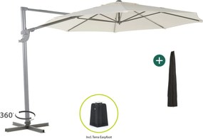 Parasol Shadowline Francisco | Inclusief hoes | Rond | 330cm | Met draaihendel | Wit | Kees Smit Tuinmeubelen