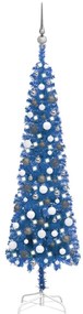 vidaXL Kerstboom met LED's en kerstballen smal 180 cm blauw