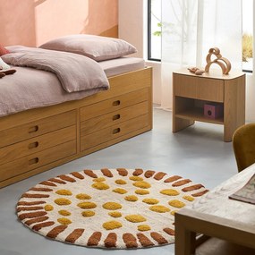 Rond vloerkleed in biologisch katoen, Aarav