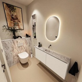 MONDIAZ TURE-DLUX 120cm toiletmeubel Talc. EDEN wastafel Glace positie midden. Zonder kraangat. TUREDX120TALM0GLA