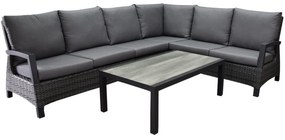 Dallas hoek loungeset 5 delig antraciet wicker