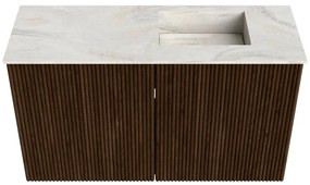 Mondiaz Joya DLux 70cm toiletmeubel walnut met wastafel faye rechts 1 kraangat ostra