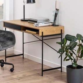 Compact Bureau Eiken Met Opbergruimte - 110 X 50cm.