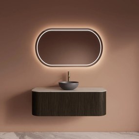 Gliss Design Alluro badmeubel ribbelfront met ronding links/rechts 120cm charcoal en wit marmer toppaneel