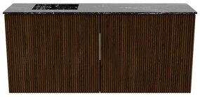 Mondiaz Joya DLux 90cm toiletmeubel walnut met wastafel faye links zonder kraangat lava