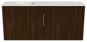 Mondiaz Joya DLux 90cm toiletmeubel walnut met wastafel faye links 1 kraangat ostra