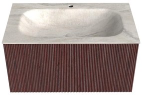 Mondiaz Kurve-dlux 80cm badmeubel ruby met 1 lade en wastafel big small midden 1 kraangat ostra