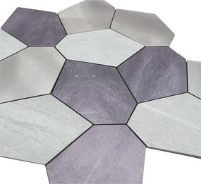 Zelfklevende Mozaïektegels Metaal | Polygoon Grijs | 30×26,2 cm | Keuken, Bad &amp; WC