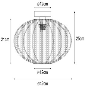 Japandi plafondlamp groen met stoffen kap - Bida Design E27 rond Binnenverlichting Lamp