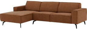 Goossens Hoekbank Hercules bruin, microvezel, 3-zits, modern design met chaise longue links