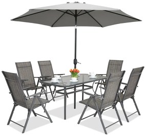 Metalen tuinmeubelen Modena/Rosario voor 6 personen Garden Point antraciet