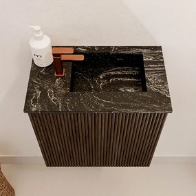 Mondiaz Joya DLux 40cm toiletmeubel walnut met wastafel faye rechts 1 kraangat lava