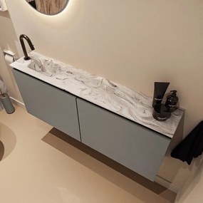 Mondiaz Ture DLux toiletmeubel 120cm smoke met wastafel glace links met kraangat