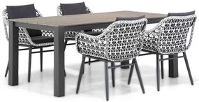 Tuinset 4 personen 180 cm Wicker/Aluminium Zwart Lifestyle Garden Furniture Dolphin/Valley