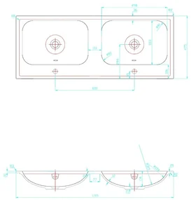 Best Design Bora dubbele wastafel zonder kraangaten polybeton wit