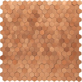 Zelfklevende Mozaïektegels Metaal | Mini Hexagon 3D Koper | 29,8×30,7 cm | Keuken, Bad &amp; WC