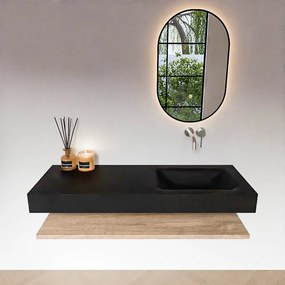 Zaro Alan badmeubel 130cm met planchet washed oak en vrijhangende wastafel cloud rechts zonder kraangat urban